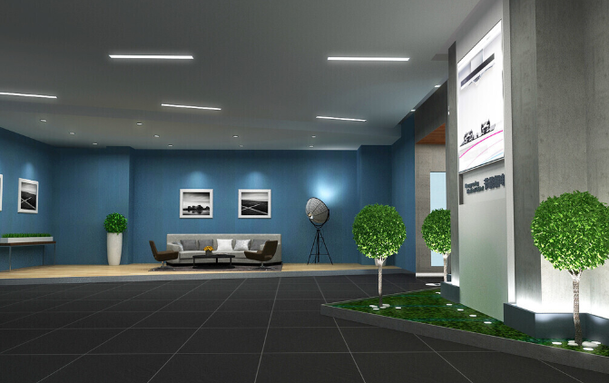 上海办公室装修走廊墙壁用蓝色好看吗