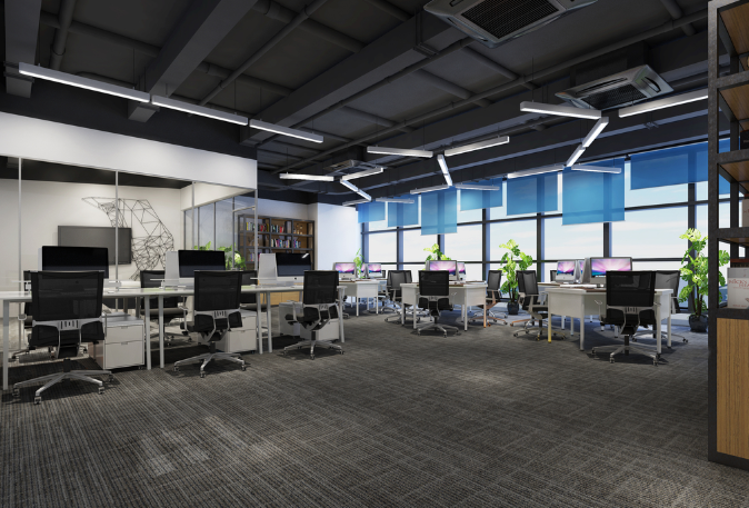 上海办公室装修中蓝色遮阳帘的应用与效果