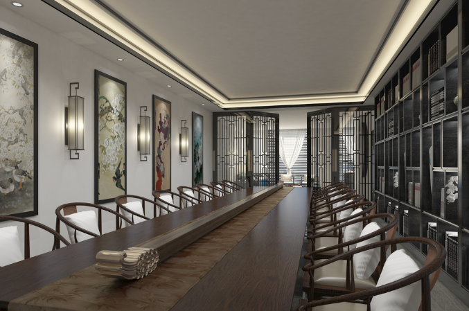 上海办公室装修如何设计中式会议室