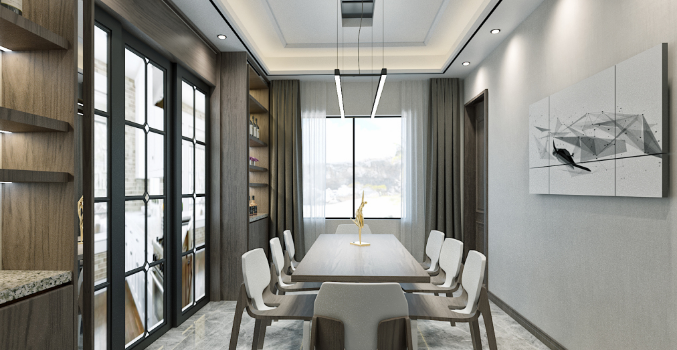 上海办公室装修厨房中餐桌的设计