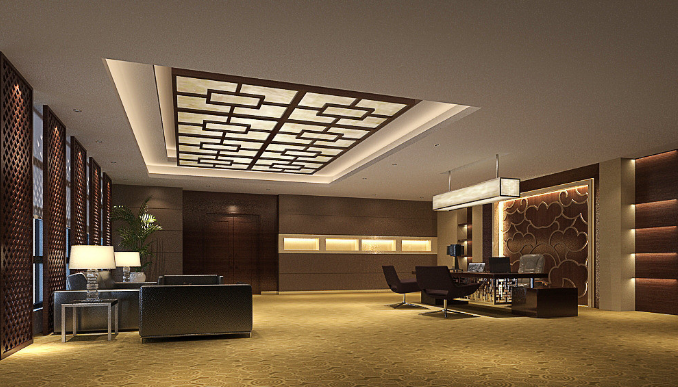 中式吊顶在办公室装修中的设计应用与风格
