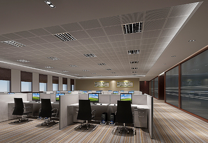 上海办公室装修设计：蓝色与黄色的搭配