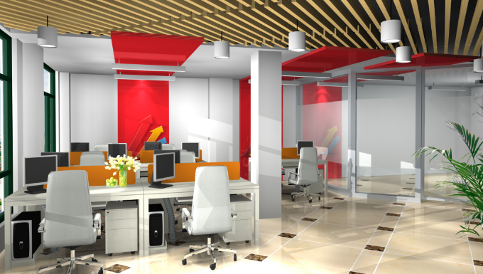 暖色调格子灯在办公室装修设计中的效果分析
