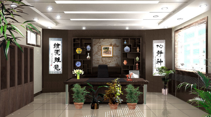 青绿色办公桌在办公室装修设计中的普及性