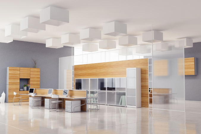 办公室装修设计选择白色石材高架地板的效果