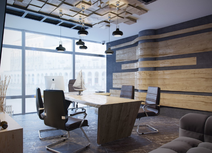 蓝色艺术吊顶在上海办公室装修设计中的运用