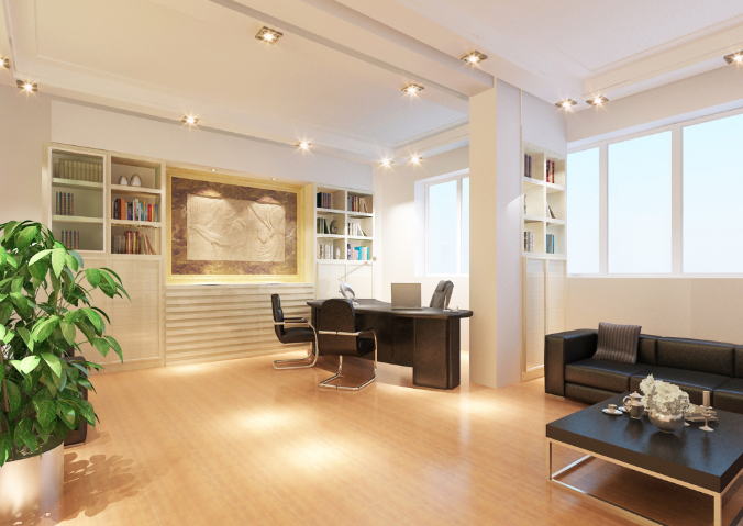 上海办公室装修设计中黑米双色的运用