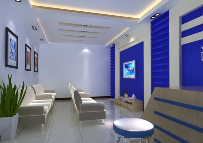 办公室装修接待室选择蓝色是否可以