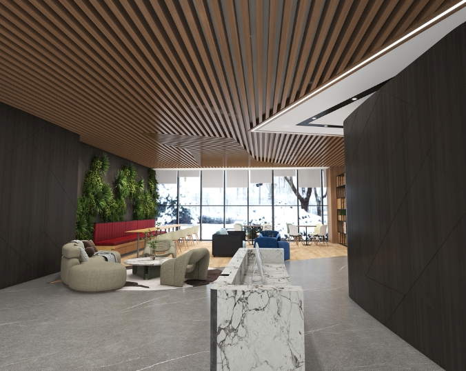 大理石在办公室装修前台中的优势与应用