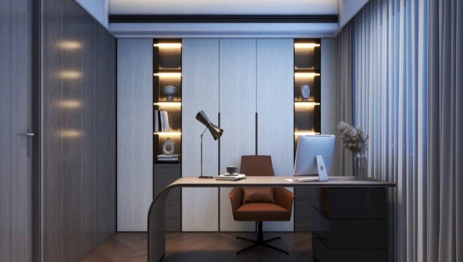 上海办公室装修设计选择白色百叶窗帘的效果