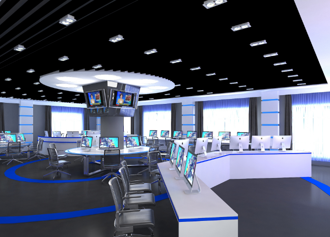 蓝色在媒体行业办公室装修设计中的运用