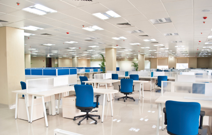 上海办公室装修设计中黄与蓝的搭配效果