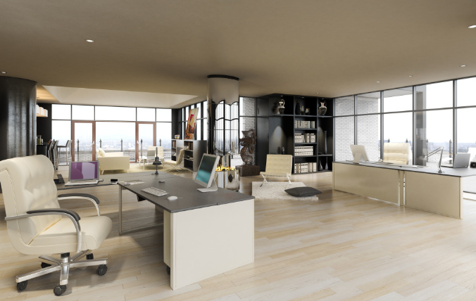 上海办公室装修设计:木质办公桌的巧妙运用