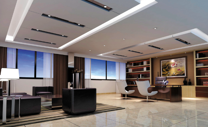 家电行业办公室装修设计：条形灯打造未来科技氛围