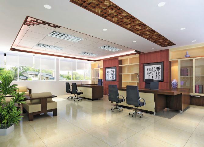 科技智潮引领未来：上海办公室装修设计，大中班台摆放新解