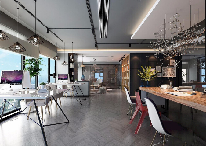 办公室装修设计：几何图案瓷砖打造炫酷空间