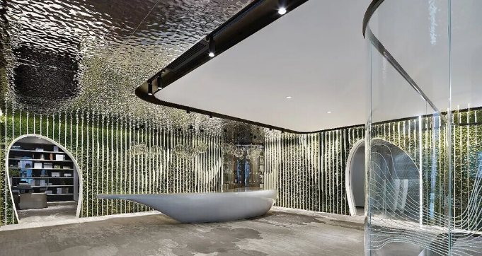 办公室装修设计：自然元素图案瓷砖打造绿色生态办公室